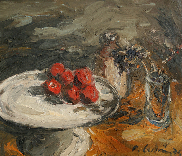 Gemälde von Roland Ladwig unter dem Titel Stillleben mit Granatäpfeln