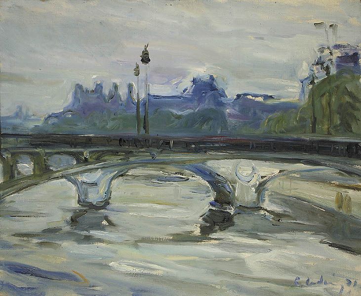Gemälde von Roland Ladwig unter dem Titel Paris mit Louvre im Hintergrund