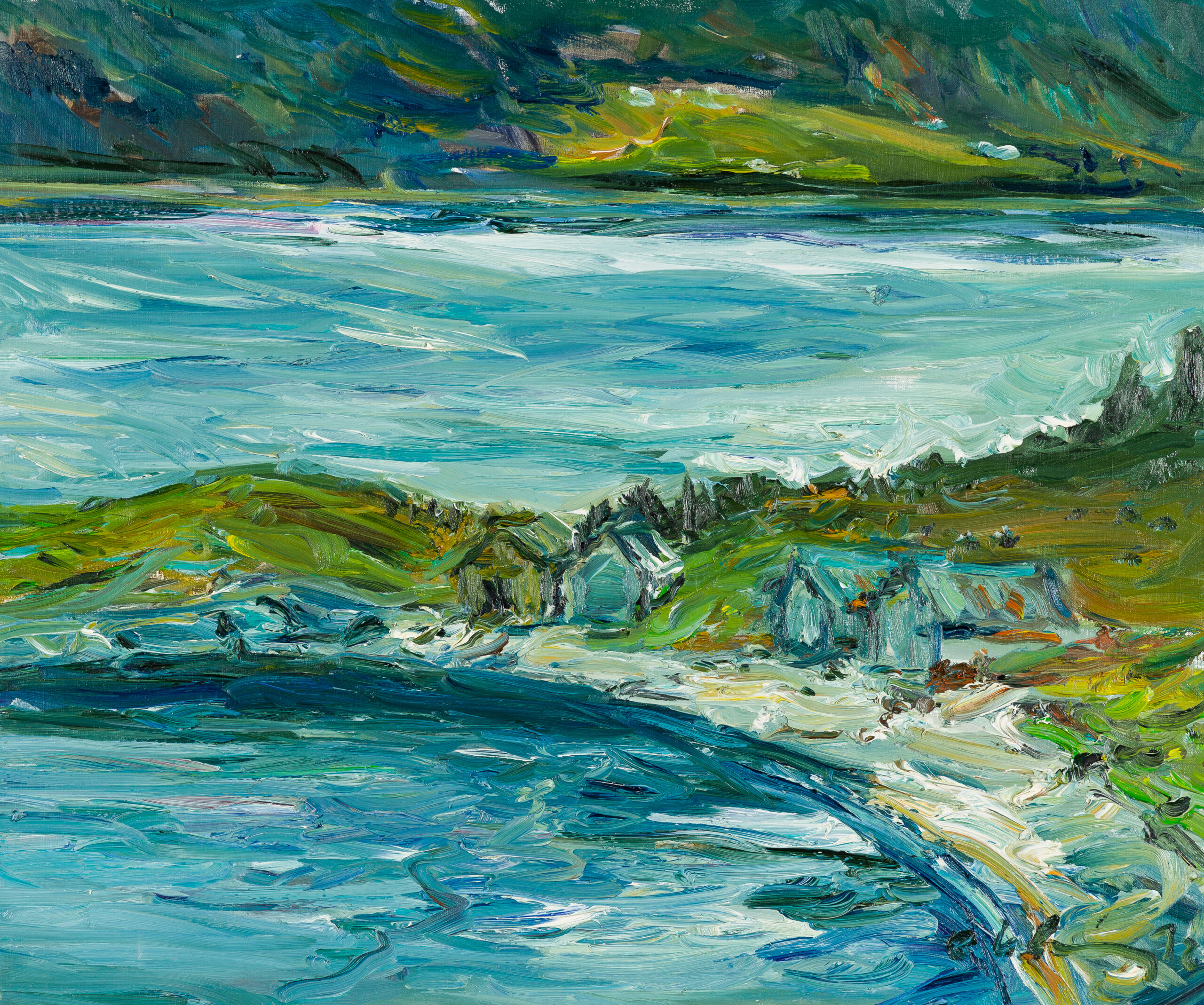 Roland Ladwig, Wasserlandschaft in Norwegen, 2012, 46 x 55 cm, Öl auf Leinwand
