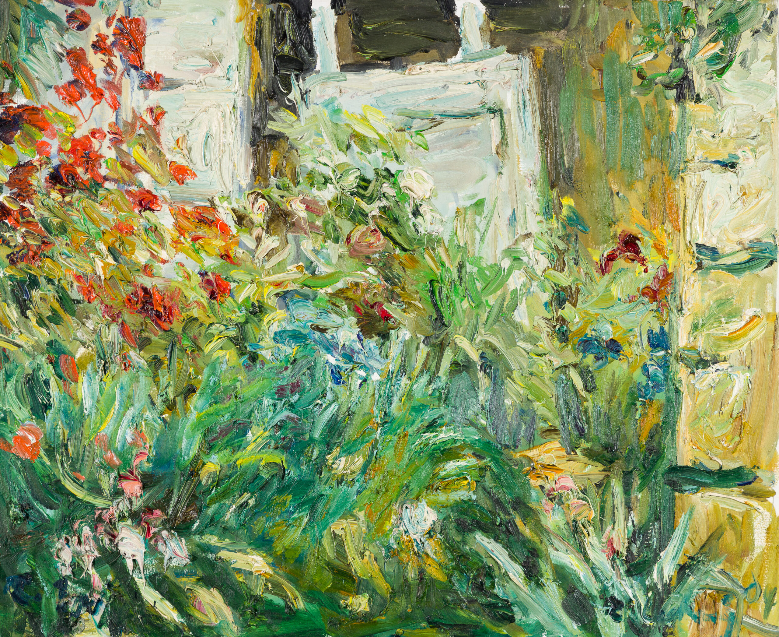 Roland Ladwig, Garten mit Rosenstock, 2004, 60 x 50 cm, Öl auf Leinwand
