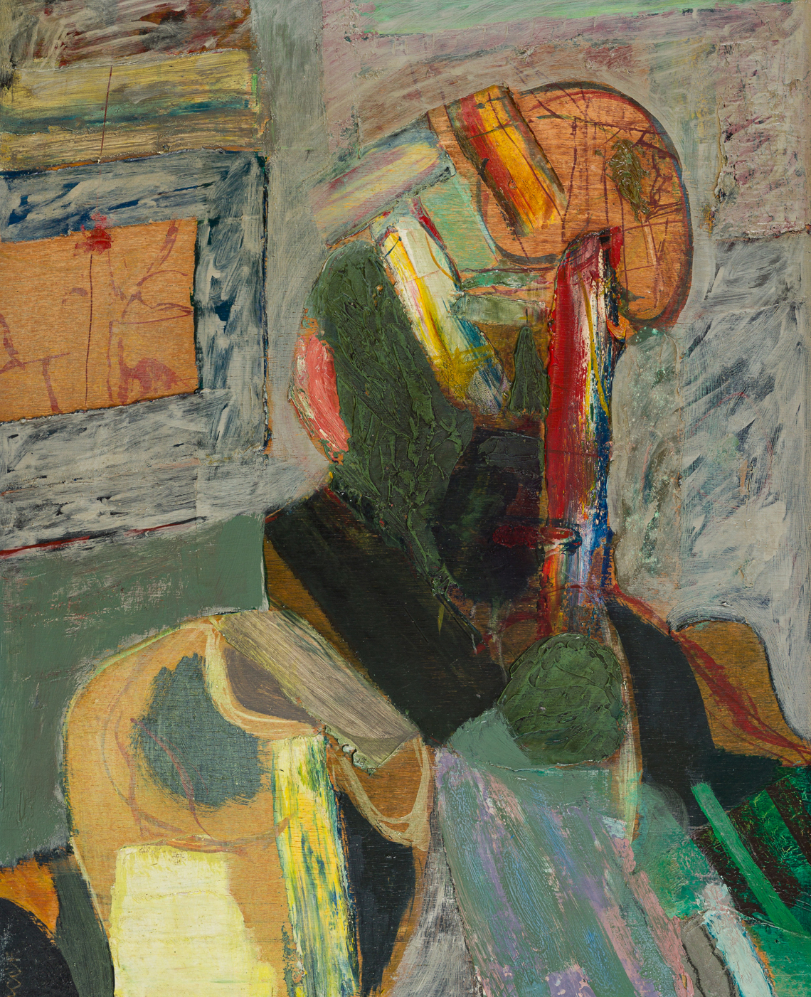 Karl Anton Fleck, Ich in meinen Bilder, 1967, Oil on panel, 18,9 x 14,9 in
